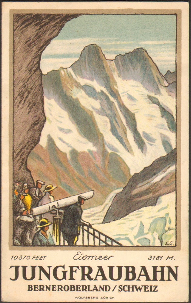 Item #12578 Jungfraubahn Berneroberland/Schweiz [Lithograph Swiss Travel Brochure by Noted Poster Artist]. Emil Cardinaux.