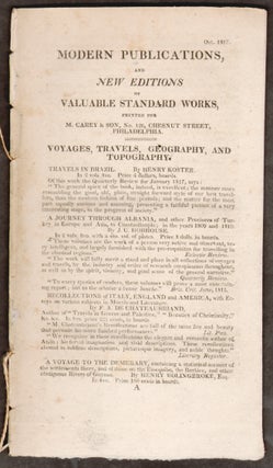 Item #14934 Modern Publications and New Editions of Valuable Standard Works, Printed for M. Carey...