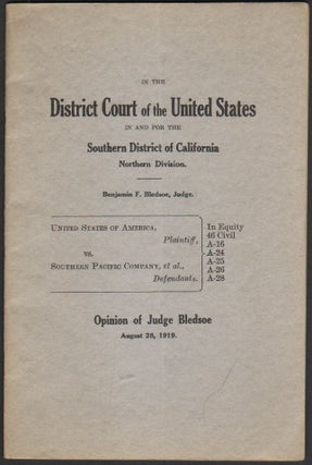 Item #1495 United States of America, Plaintiff, Vs. Southern Pacific Company, et al., Defendants,...