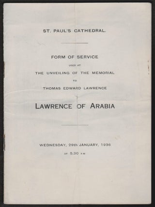 Item #16361 St. Paul's Cathedral. Form of Service Used at the Unveiling of the Memorial to Thomas...