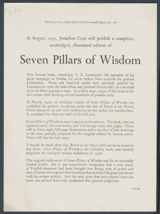 Item #16362 In August, 1935, Jonathan Cape will publish a complete, unabridged, illustrated...