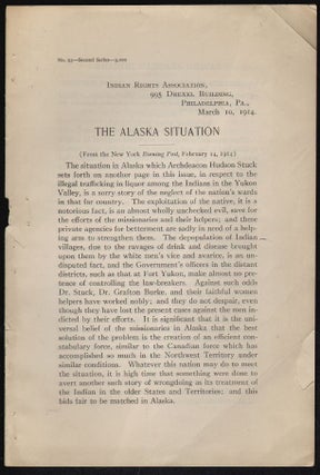 Item #18119 Saving Alaskan Indians. Missionaries on Yukon Fight Evil Liquor Interests. NATIVE...