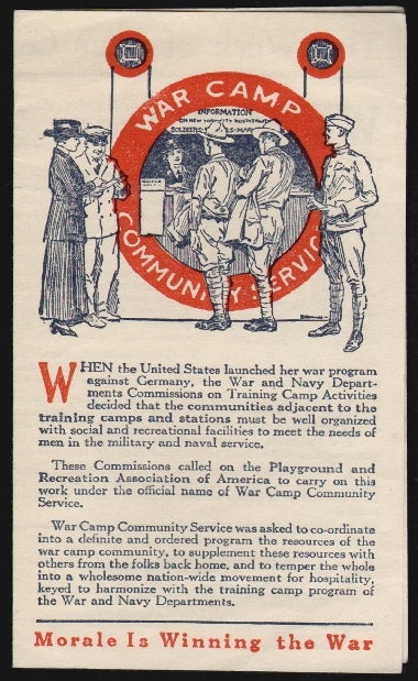 Item #19070 War Camp Community Service, United War Work Campaign, Morale is Winning the War. WORLD WAR I.