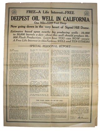 Item #19133 FREE - A LIFE INTEREST - FREE. DEEPEST OIL WELL IN CALIFORNIA. One Mile - 5280 Feet...