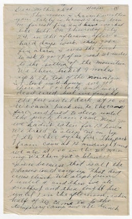 Item #19526 Letter from A Young Man Fighting a Forest Fire at a Wyoming CCC Camp, 1935. CIVILIAN...