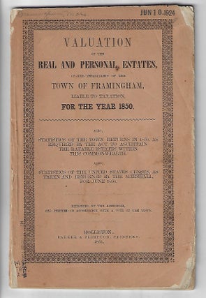 Item #19531 Valuation of the Real and Personal Estates of the Inhabitants of the Town of...