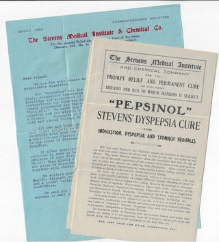 Item #19627 Small Archive of Ephemera Relating to the Stevens Medical Institute and Chemical...