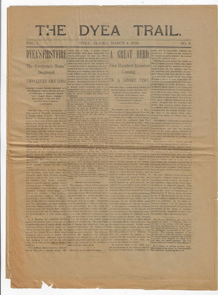 Item #19774 Three Issues of the Short-Lived Dyea Trail Newspaper, 1898. GOLD RUSH ALASKA.