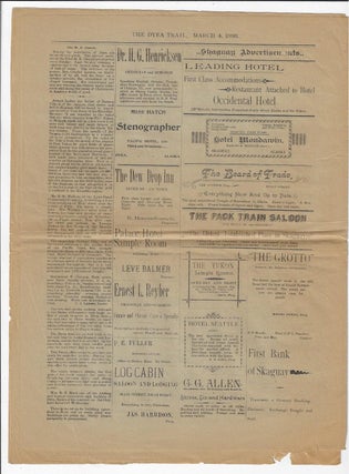 Three Issues of the Short-Lived Dyea Trail Newspaper, 1898
