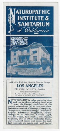 Item #19854 Naturopathic Institute and Sanitarium of California Inc. 20th Century Method of...