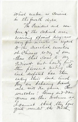 Letter Written by a War Department Clerk On the Day the Haymarket Anarchists Were Executed