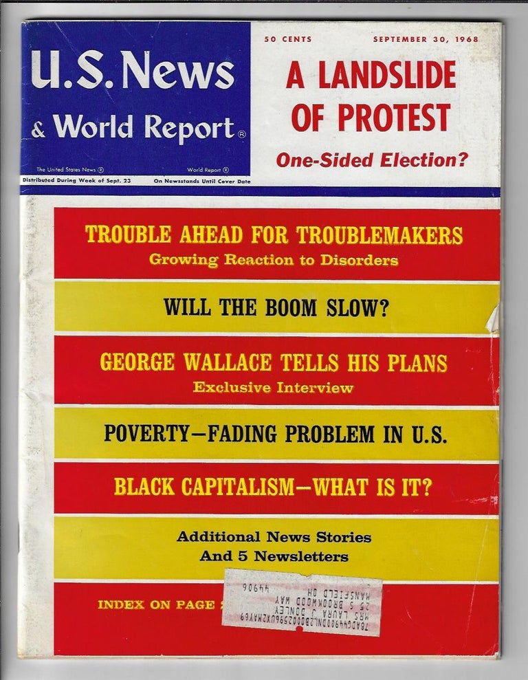 Item #19977 U.S. News and World Report, September 30, 1968 {Including articles on the upcoming election, George Wallace, the Supreme Court, Black Capitalism, and more)