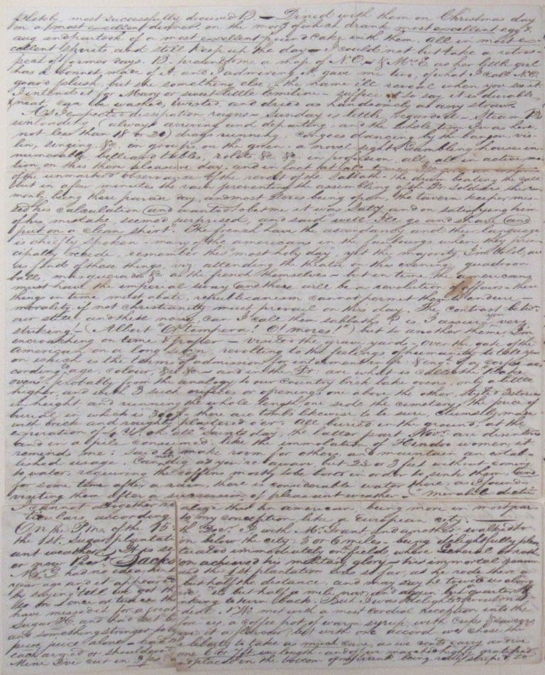 Item #20041 Lengthy Manuscript Letter Describing a Young Man's Visit to New Orleans, Including his Journey from Natchez via the Mississippi and then Onward to Savannah by Sea, 1829. NEW ORLEANS.