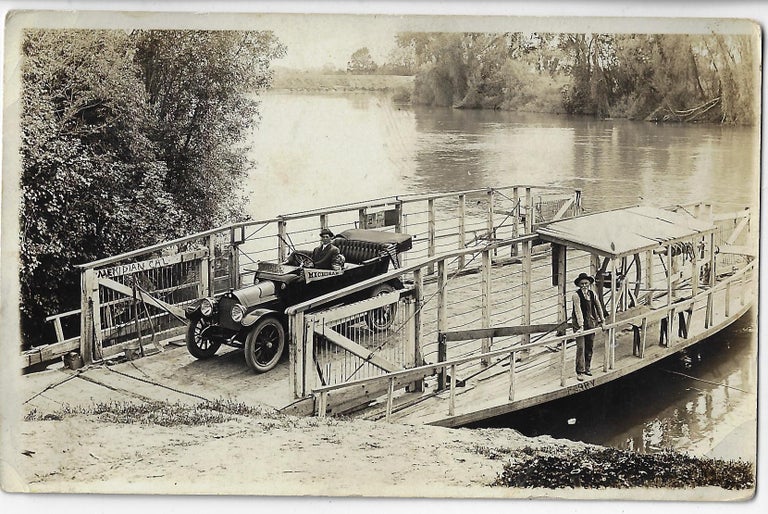 Item #20548 Real Photo Postcard of the Ferry at Meridian, California, ca. 1912. SUTTER COUNTY.