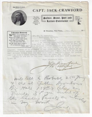 Item #20836 Typed and Autograph Letter Signed to William Hornaday, Enclosing a Publicity Circular...