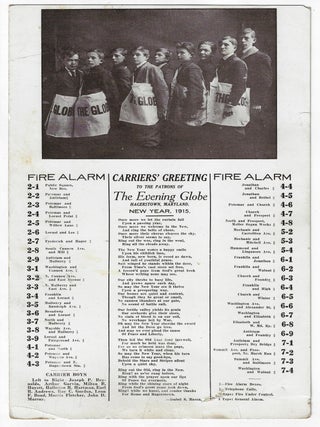 Item #21615 Carriers' Greeting to the Patrons of The Evening Globe, Hagerstown, Maryland. New...