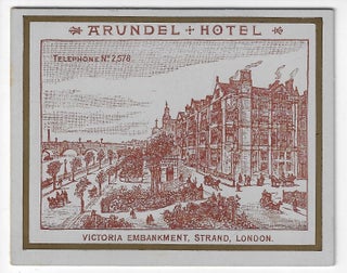 Item #21630 1890s Tariff Card from the Arundel Hotel, London