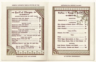 1890s Tariff Card from the Arundel Hotel, London