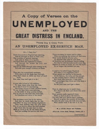 Item #21796 A Copy of Verses on the Unemployed and the Great Distress in England