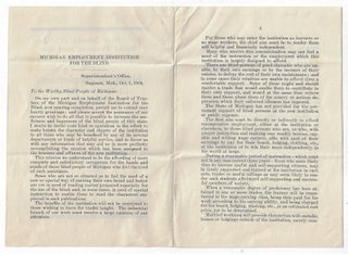 Two Circulars from the Michigan Employment Institution for the Blind (Aims of the Institution, Plan for a Lending Library