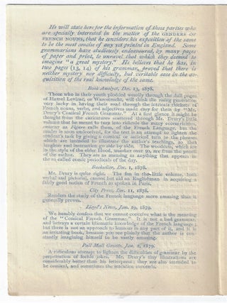 Critical Criticisms of Critics on Drury's Comical French Grammar