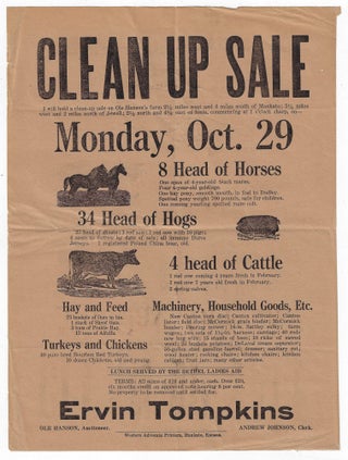 Item #21876 Clean Up Sale, Monday Oct. 29, 8 Head of Horses, 34 Head of Hogs, 4 Head of Cattle,...