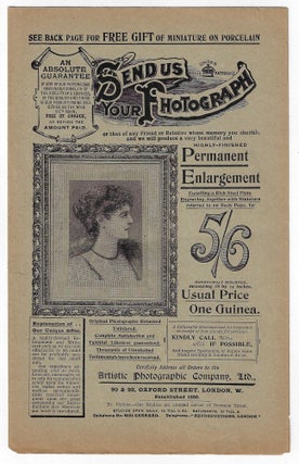 Item #21937 Circular Advertisement from the Artistic Photographic Company of London, ca. 1900