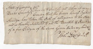 Item #22007 Manuscript Oath of Loyalty to the State of Georgia, ca. 1790s