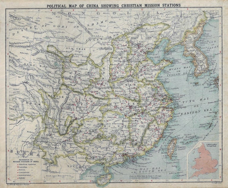 Item #22125 Political Map of China Showing Christian Mission Stations