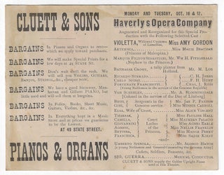 Trade Card Advertising an 1882 Performance of Johann Strauss' "A Merry War" by Haverly's Opera Company