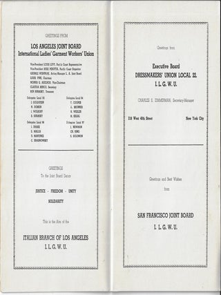 Souvenir Program from the Annual Ball of the Los Angeles Cloak and Dressmakers's Union, 1940