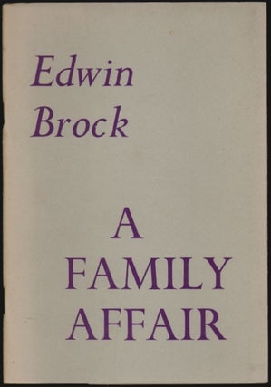 Item #2239 A Family Affair, Two Sonnet Sequences. Edwin Brock
