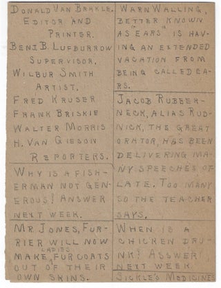 Three Handwritten Spoof Newspapers by Keyport, New Jersey School Boys, ca. 1910
