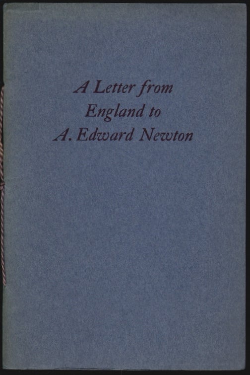 Item #2243 A Letter From England to A. Edward Newton. Frederick Richardson.