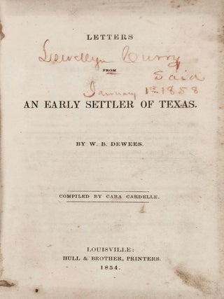 Letters from an Early Settler of Texas