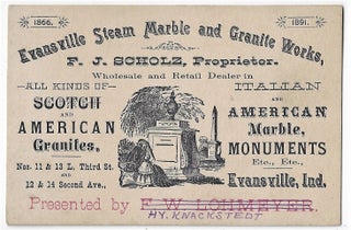 Gravestone & Monument Design and Sales Archive of F.J. Scholz & Son, Evansville, Indiana, 1880s-1890s