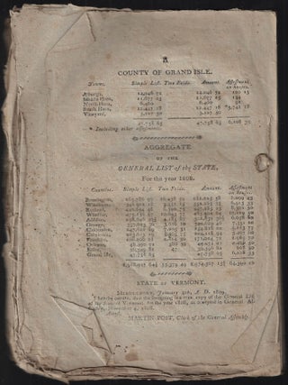Journals of the General Assembly of the State of Vermont, at their Session Begun and Holden at Montpelier, On the Second Thursday of October, A.D. 1808