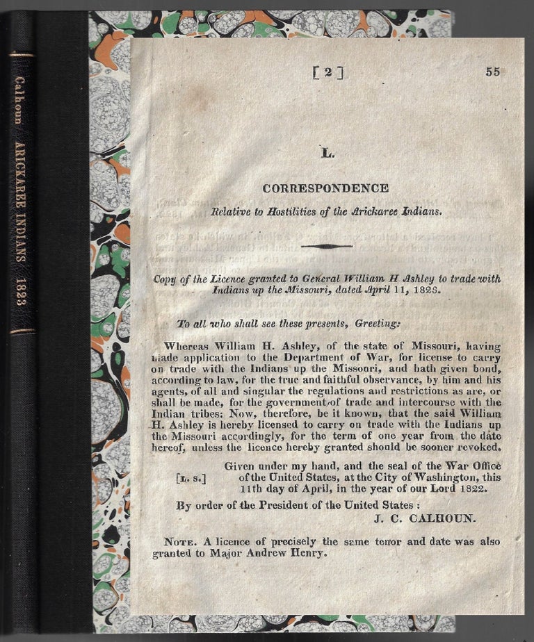 Item #22918 Correspondence Relative to Hostilities of the Arickaree Indians. ARIKARA CAMPAIGN.