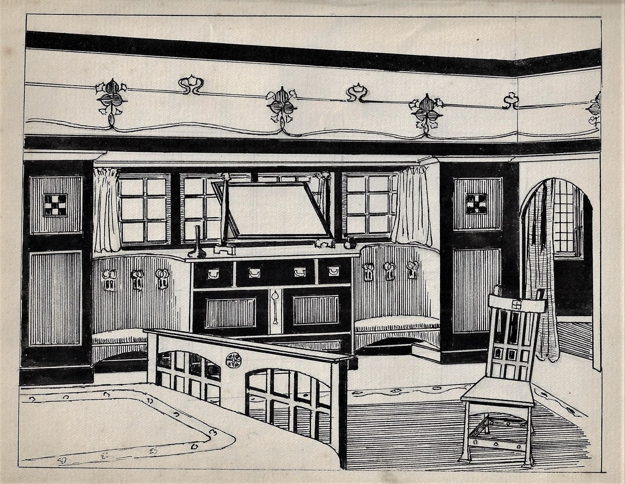 Jesing Album of Original Sketches of Home Interiors, ca. 1909 | A. M Jesing