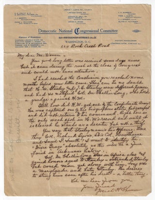 Item #23103 Autograph Letter on Explorer Henry Morton Stanley's Service in the American Civil War...