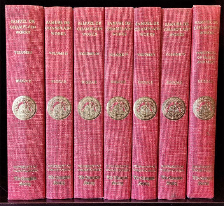 Item #23131 The Works of Samuel de Champlain in Six Volumes with a Portfolio of Plates and Maps. Samuel de Champlain, H. P. Bigger.