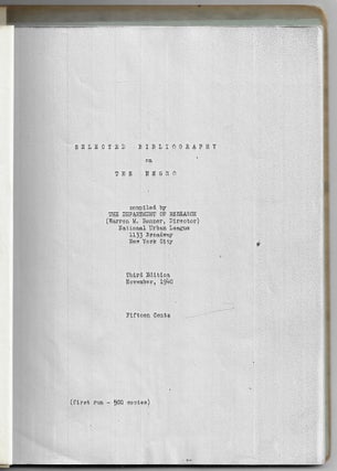 Selected Bibliography on the Negro
