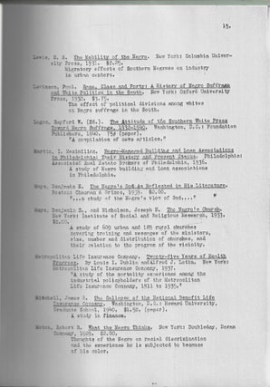 Selected Bibliography on the Negro