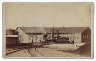 Item #23227 1880s Photograph of a Guatemala Central Railroad Locomotive & Roundhouse. Emil Herbruger