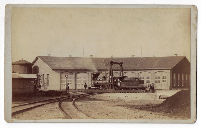 Item #23227 1880s Photograph of a Guatemala Central Railroad Locomotive & Roundhouse. Emil Herbruger.