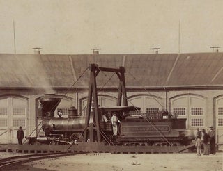 1880s Photograph of a Guatemala Central Railroad Locomotive & Roundhouse