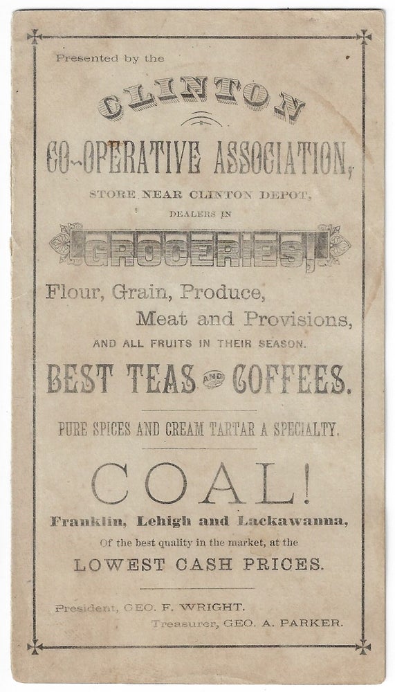 Item #23416 Clinton Co-Operative Association...Dealers in Groceries, Flour, Grain, Produce...Best Teas and Coffees...Coal!