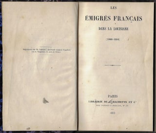 Les Emigres Francais dans la Louisiane (1800-1804)