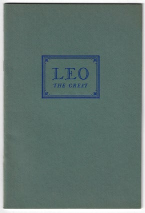 Item #23483 Leo the Great, A Bio-bibliographical Study of Leo Politi. Msgr. Francis J. Weber