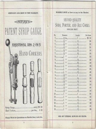 Price List. Armstrong, Bro. & Co. Manufacturers of Corks and Bungs and Wholesale Dealers in Brewers & Bottlers Supplies